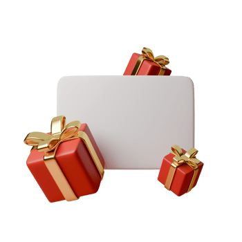 Christmas label, background with red gift boxes in gold ribbons.. 3d render, Blank banner. Ideal for holiday cards, designs, Christmas decorations and advertisements png