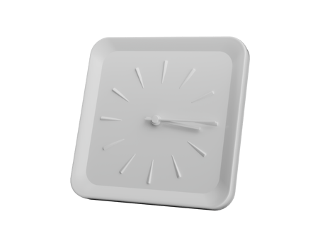 3d Simple White Square Wall Clock Three Fifteen Quarter Past Three, 3d illustration png