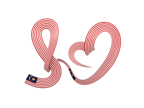 3d Flag Of Malaysia Heart Shaped Shiny Wavy Awareness Ribbon flag 3d illustration png