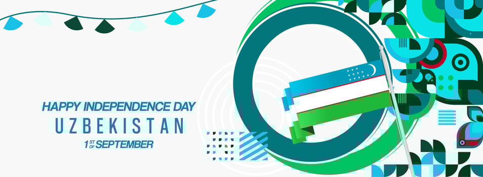 A poster and banner with an eye-catching Uzbekistan flag design, perfect for sporting events or other major celebrations. vector