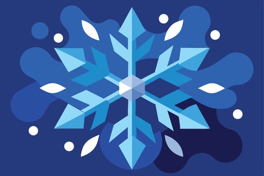 Geometric Blue Snowflake Winter Holiday Festive Design Graphic vector