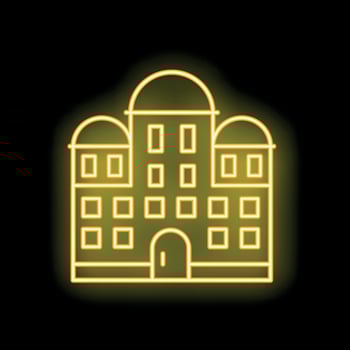 Building with domes neon sign on black background vector