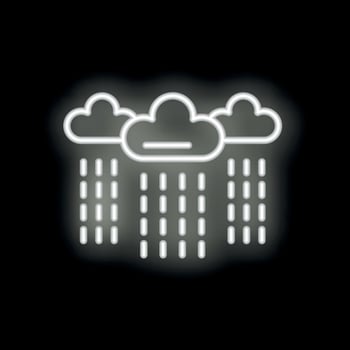 White neon sign depicting rain falling from clouds vector