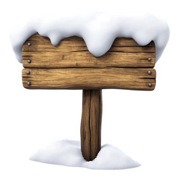A wooden sign with snow on it png