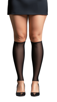 Elegant female legs in black stockings and high heels on transparent background png
