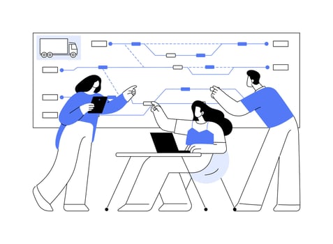 Big data in transportation isolated cartoon illustrations. vector