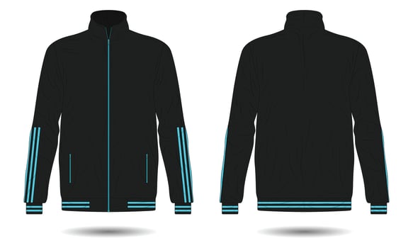 Modern sports training jacket mockup front and back view vector