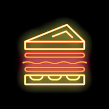 Glowing neon sign of a tasty sandwich on a black background vector