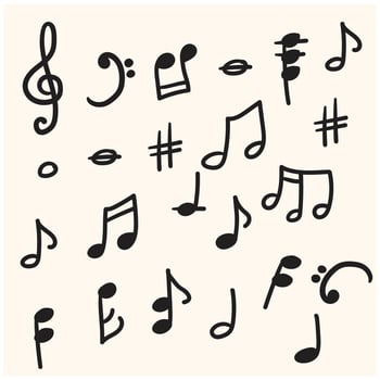 Music note With illustration style doodle and line art vector