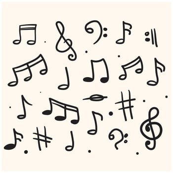 Music note With illustration style doodle and line art vector