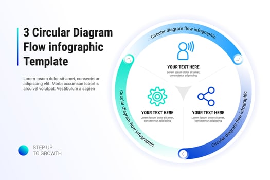 3 Circular Diagram Flow Infographic template vector