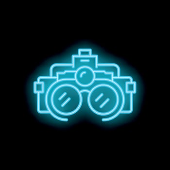 Glowing neon binoculars icon on a black background vector