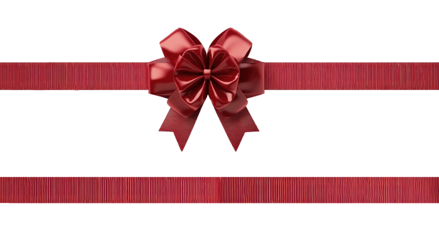 Shiny red gift's bow and ribbon, 3D realistic isolate on transparent background png