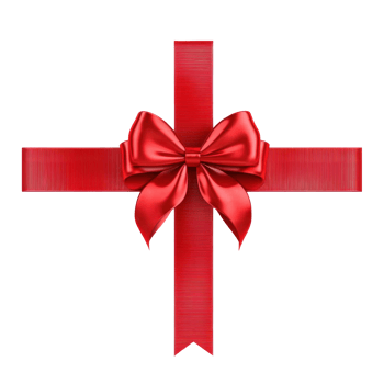 Red gift's bow and ribbon, 3D realistic isolate on transparent background png