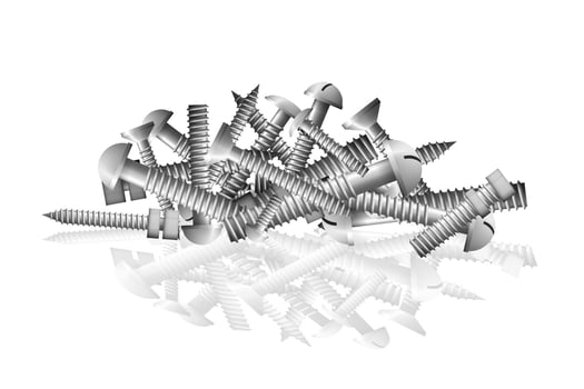 Nails of stainless steel pile. The group fastener symbol. vector