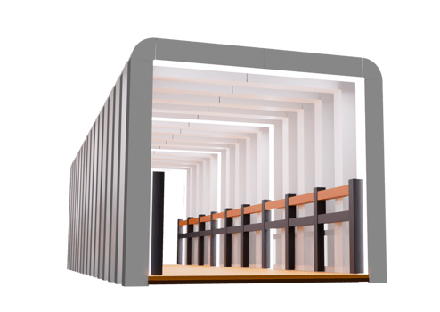 A white and black building with a door png