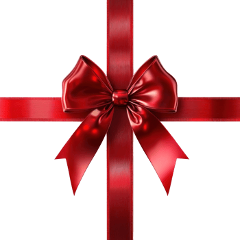 Shiny red gift's bow and ribbon, 3D realistic isolate on transparent background png