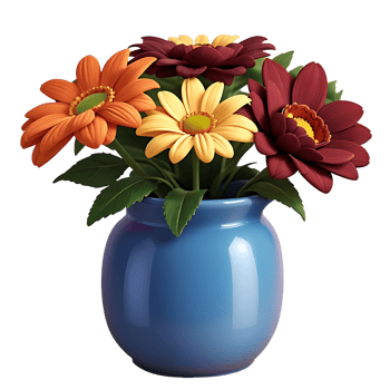 blue vase with flowers transparent background png
