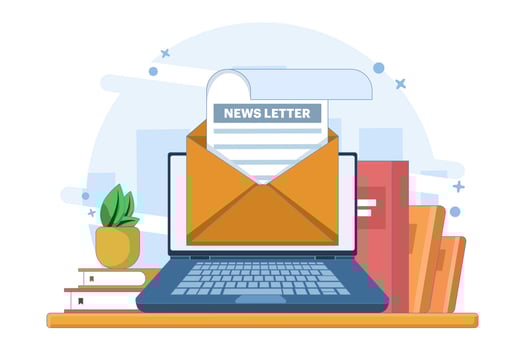 Email Campaign Concept. Newsletter. Email marketing, Online business strategy, Advertising, Email newsletter, sending messages. Online Marketing and Business Related Design. Flat Illustration. vector