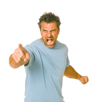 Angry Man Expressing Frustration in a Blue Shirt png