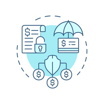 Credit protection soft blue concept icon. Benefits of factoring. Financial security against credit risk. Round shape line illustration. Abstract idea. Graphic design. Easy to use in article vector