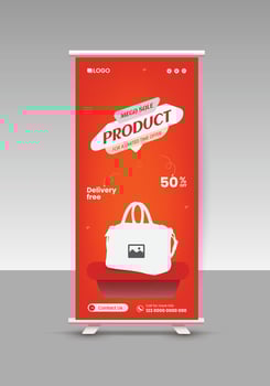 Brand new product Fashion Bag Sale roll-up banner design template vector