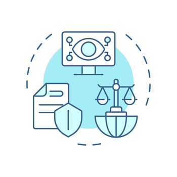 Lawfulness and transparency soft blue concept icon. GDPR principle. Legal compliance. Data protection regulation. Round shape line illustration. Abstract idea. Graphic design. Easy to use in article vector