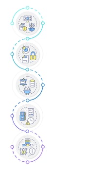 GDPR principles infographic design template. General data protection regulation. Data visualization with 5 options. Process vertical flow chart vector