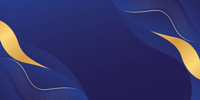 Abstract blue luxury elegant background with gold lines. Modern wallpapers with wave shapes vector