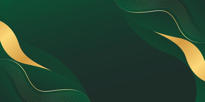 Abstract green emerald luxury elegant background with gold lines. Modern wallpapers with wave shapes vector