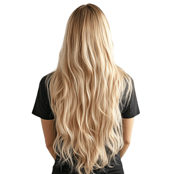 The back of a woman with long blonde hair png