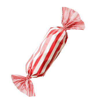 Striped red and christmas candy wrapper isolate on transparent background png