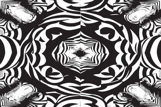 Optical Illusion Design with Monochrome Patterns on White vector
