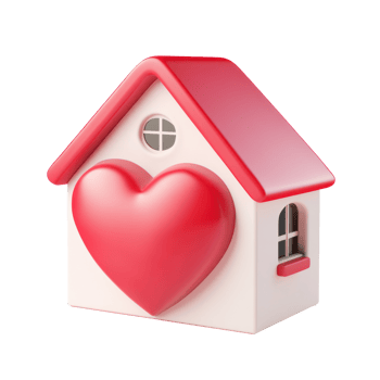 Love house red heart 3D icon cartoon smooth soft light isolate png