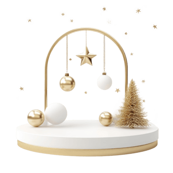 Gold and white New Year podium 3d 3D icon isolate png