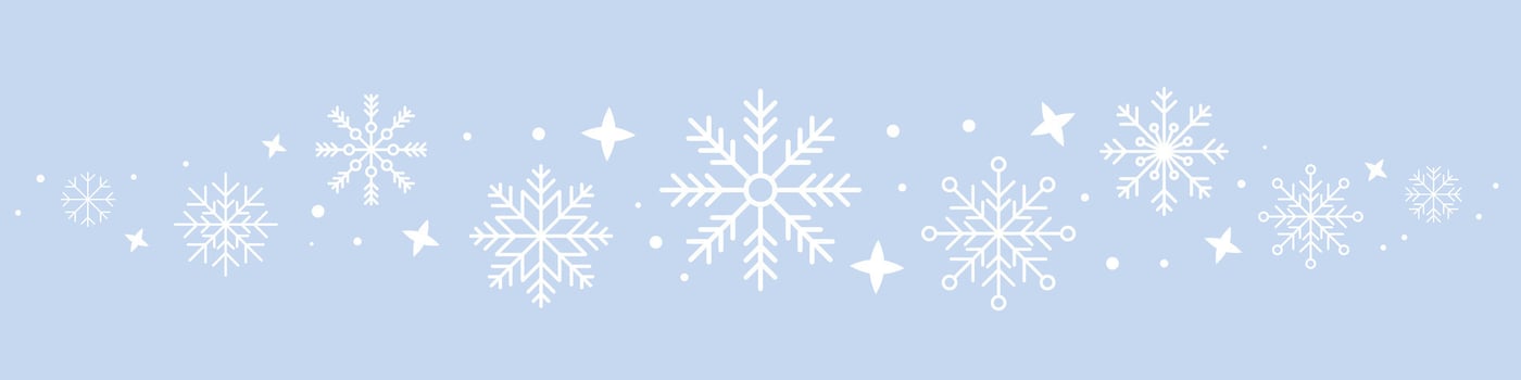 Abstract snowflake seamless border. Snowflakes seamless pattern. Snowfall repeat backdrop. Winter holidays theme. Seamless background with snowflakes. illustration vector