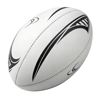 clean white rugby ball with black detailing, perfect for sports png