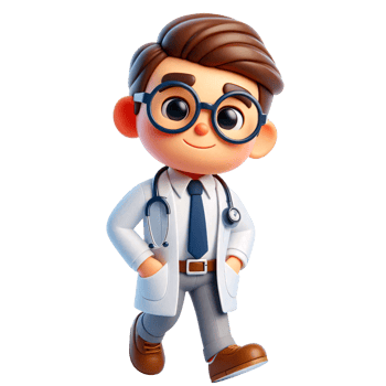 Cartoon Doctor Character with Stethoscope walking and smiling png