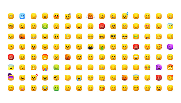 Big yellow square emoji set. Face emoticons pack for web and mobile applications. Facial signs for messengers and apps. vector