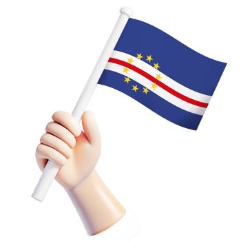 hand waving Cape Verde flag illustrator country support 3d cartoon style illustration png