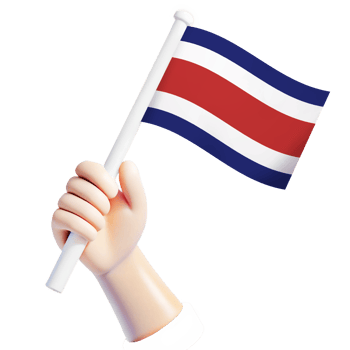 hand waving Costa Rica flag illustrator country support 3d cartoon style illustration png