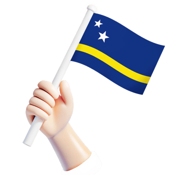 hand waving Curacao flag illustrator country support 3d cartoon style illustration png
