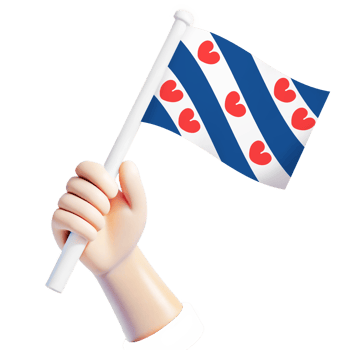 hand waving Friesland flag illustrator country support 3d cartoon style illustration png