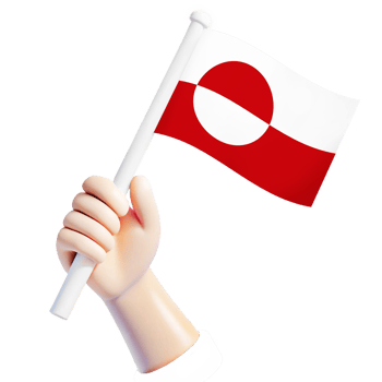 hand waving Greenland flag illustrator country support 3d cartoon style illustration png