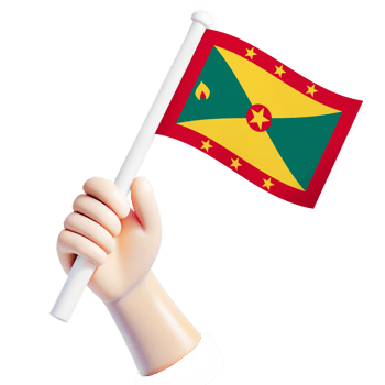 hand waving Grenada flag illustrator country support 3d cartoon style illustration png