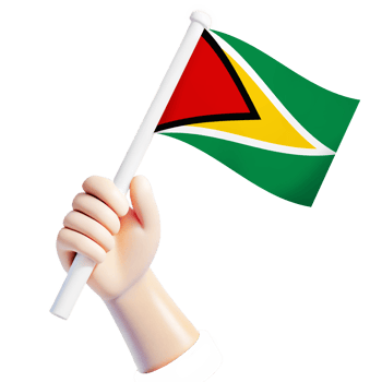 hand waving Guyana flag illustrator country support 3d cartoon style illustration png