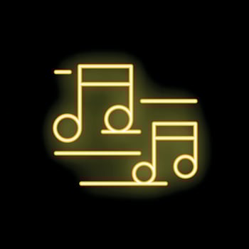 Neon yellow music notes floating on black background vector