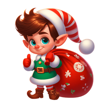 Cartoon Christmas elf. Clipart is a great choice for creating cards, invitations, party supplies and decorations. png