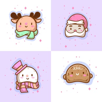 a cute set of illustration for christmas in pastel colors vector