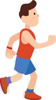 Young man is depicted mid stride, actively engaged in running, emphasizing the importance of physical activity for a healthy lifestyle vector